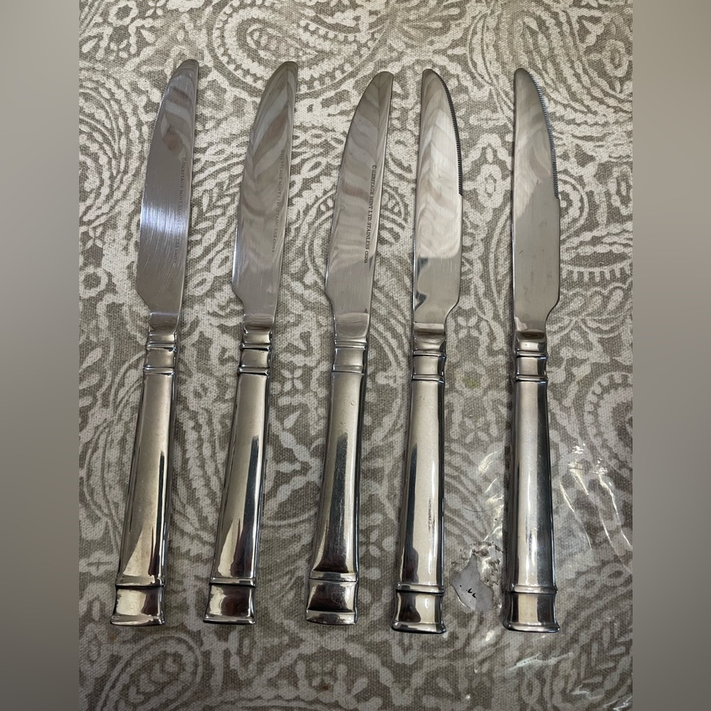 Heritage Mint Ltd BENTLEY Stainless set‎ 5 Dinner Knives Flatware